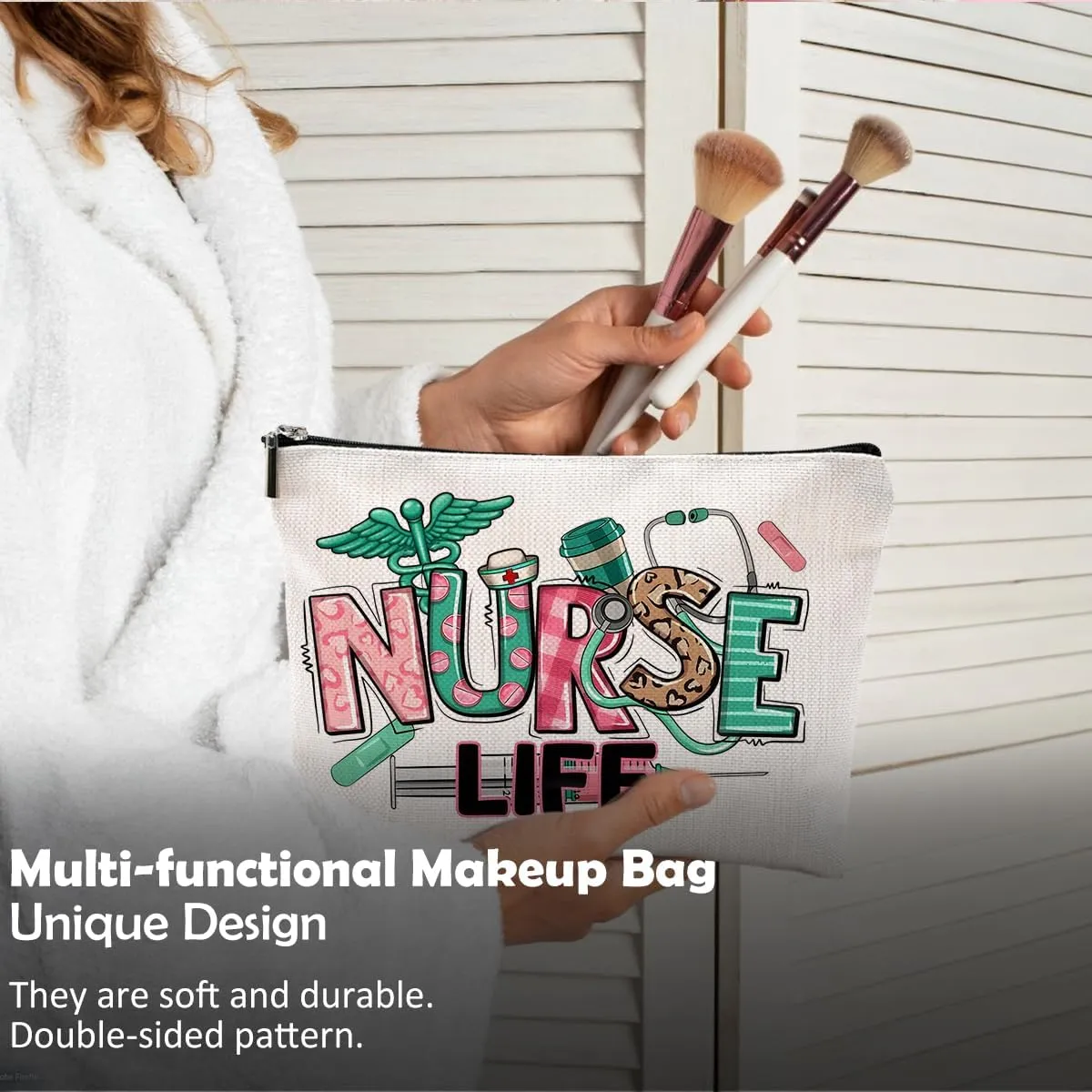 Nurse Makeup Bags,Nurse Gifts for Women,Nurse Cosmetic Bags With Zipper,Nurse Gifts for Nursing Student,Student Nurse Gifts(F style)