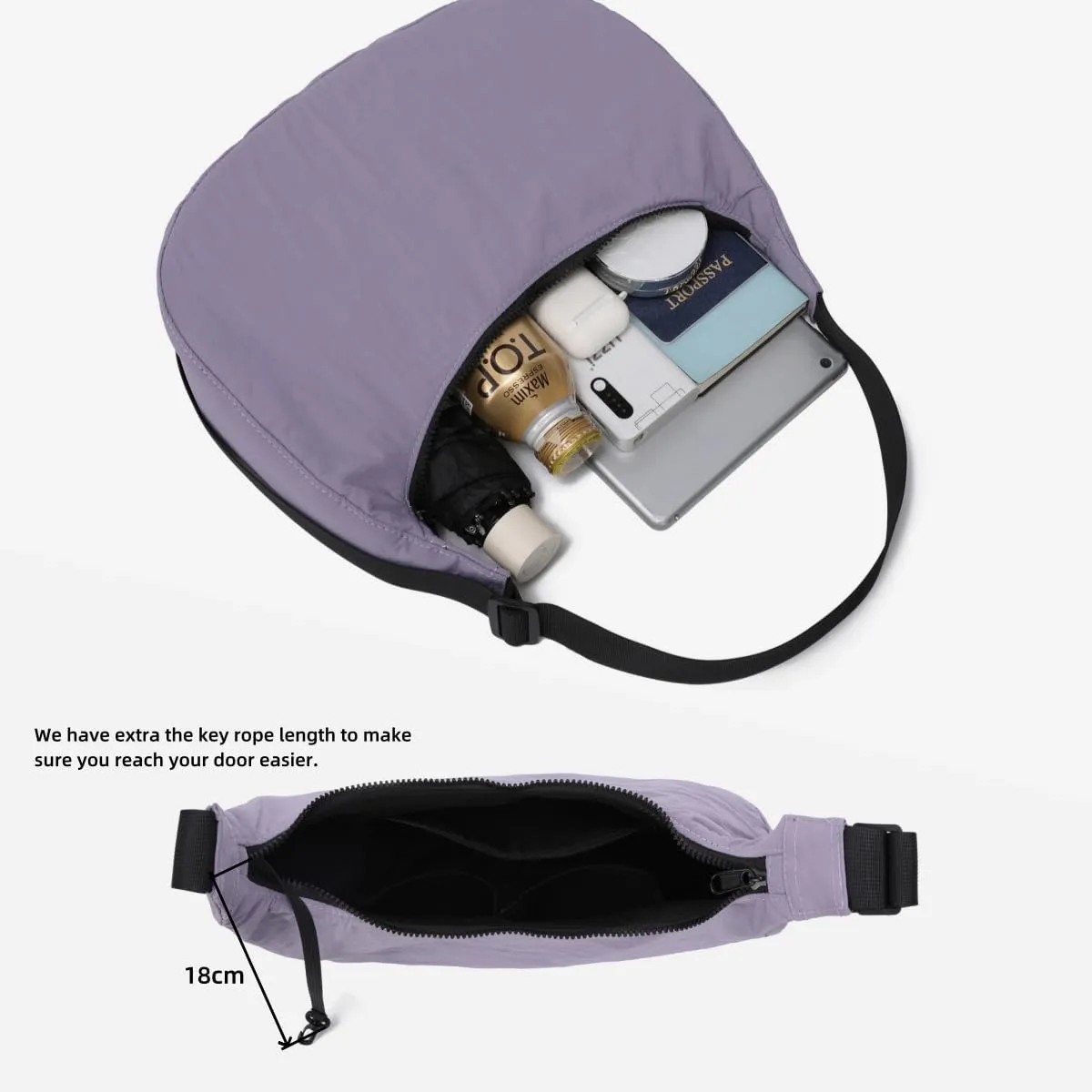 Nylon Crescent Crossbody Bags for Women,Shoulder Casual Dumpling Purse