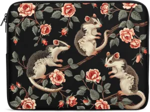 Opossum Floral Personalized Laptop Bag Business Casual Laptop Cases Slim Computer Bag Briefcase