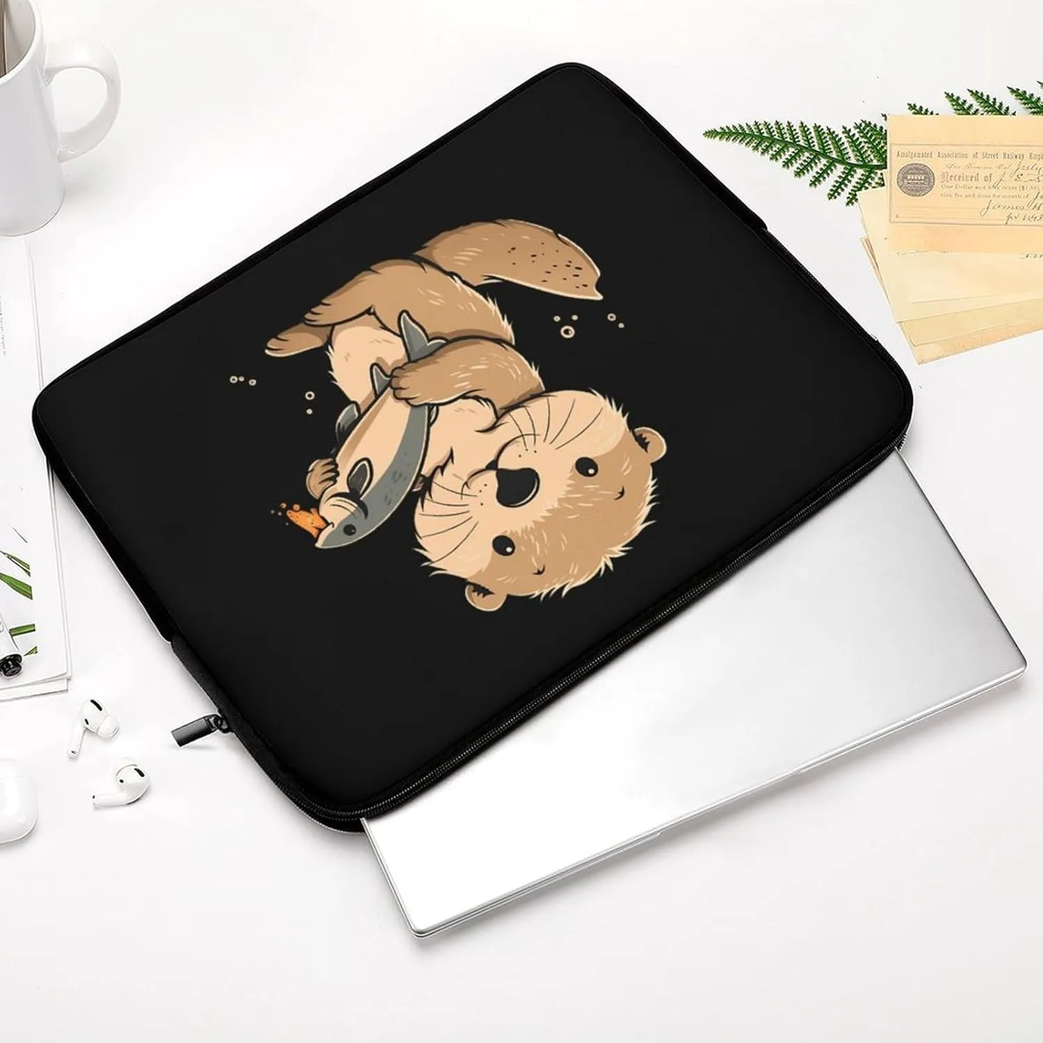 Otter Fishing Personalized Laptop Bag Business Casual Laptop Cases Slim Computer Bag Briefcase