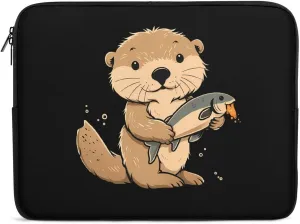 Otter Fishing Personalized Laptop Bag Business Casual Laptop Cases Slim Computer Bag Briefcase
