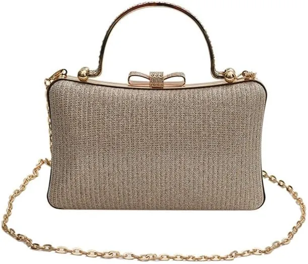 Party Purses for Women Elegant Glitter Clutch Purse with Metal Chain Crossbody Evening Bag for Wedding Party 4 Colors