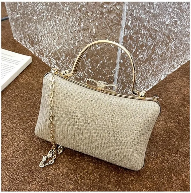 Party Purses for Women Elegant Glitter Clutch Purse with Metal Chain Crossbody Evening Bag for Wedding Party 4 Colors