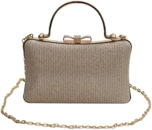Party Purses for Women Elegant Glitter Clutch Purse with Metal Chain Crossbody Evening Bag for Wedding Party 4 Colors
