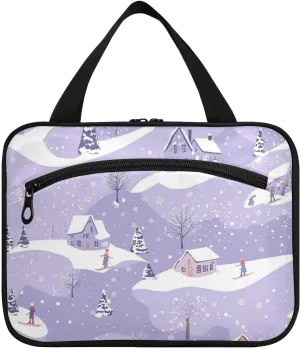 Pastel Snow Purple hanging travel bags for women toiletry with hook, designer foldable make up bags for women hotel estuche para brochas maquillaje L