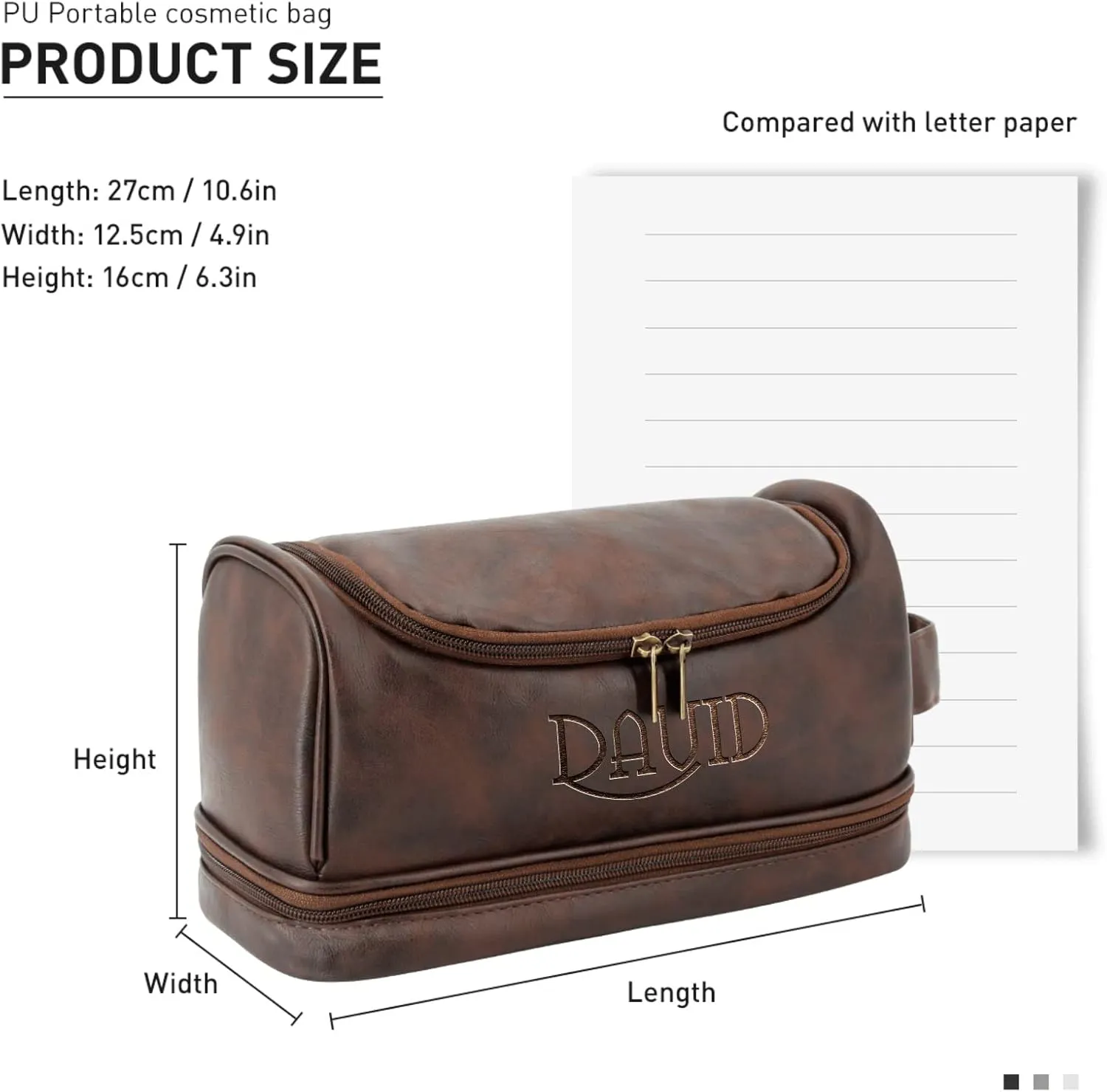 Personalized Men's Toiletry Bag,Travel Essentials Makeup Bag with Engraved Name Anniversary Birthday Gifts for Men Black