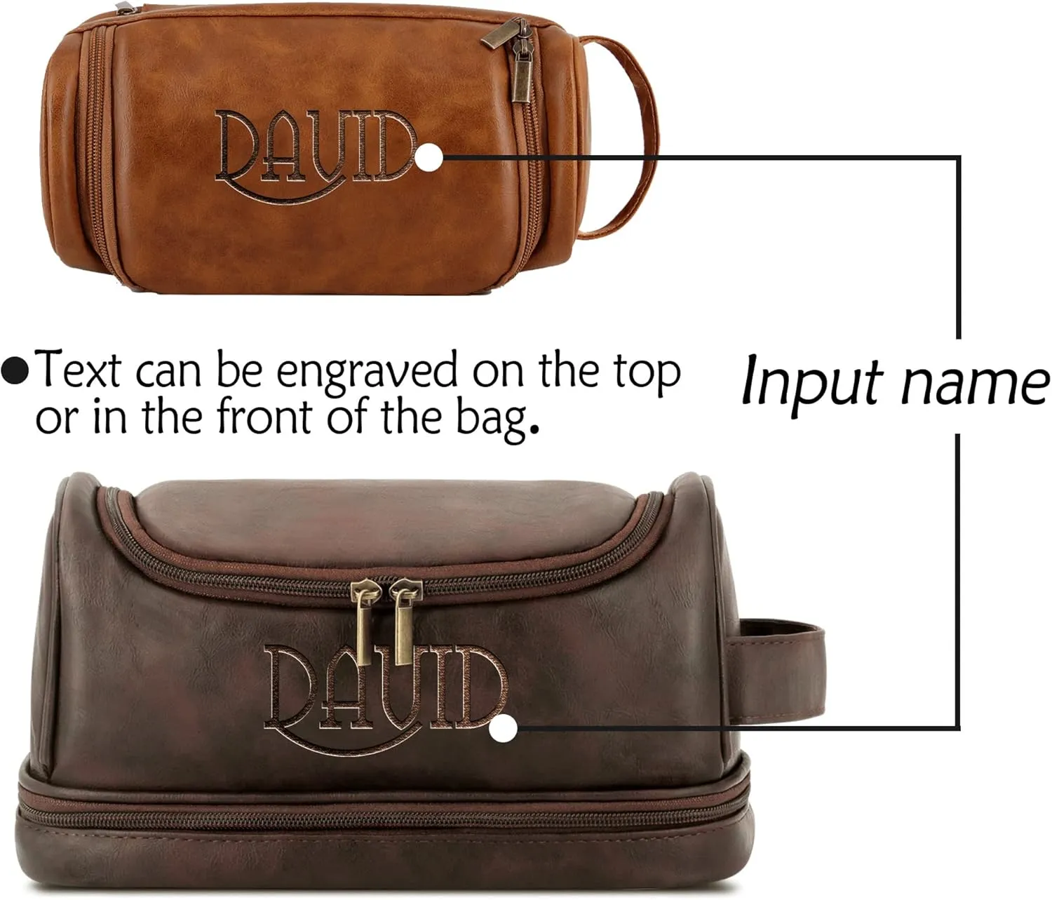 Personalized Men's Toiletry Bag,Travel Essentials Makeup Bag with Engraved Name Anniversary Birthday Gifts for Men Black