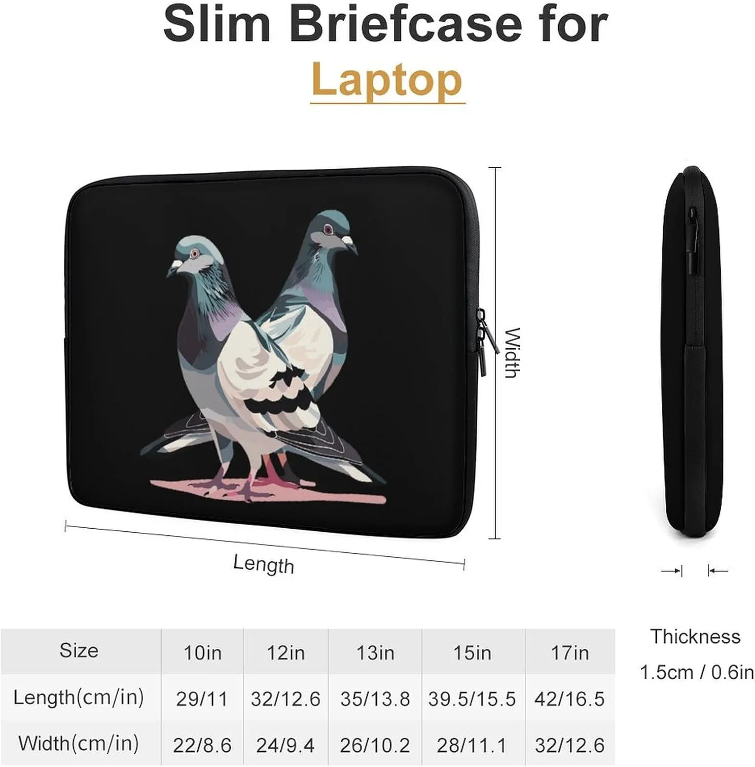 Pigeon Power Personalized Laptop Bag Business Casual Laptop Cases Slim Computer Bag Briefcase