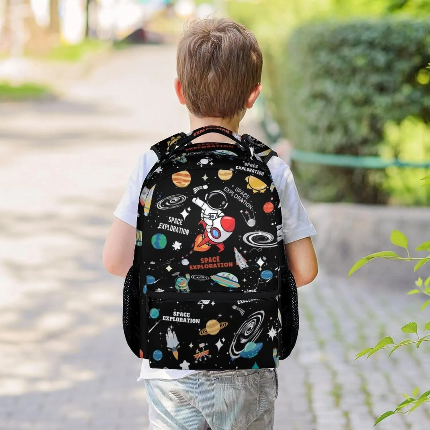 Planet Backpack for Girls - 17 Inches Black Backpacks for Boys - Cute Bookbag for Elementary