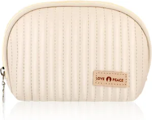 Portable Travel Makeup Bag, Handy Zipper Cosmetic Pouch for Women, Waterproof Small Cosmetic Bag, Shell Shape Period Bag for Purse Lipsticks Toiletries(Beige)