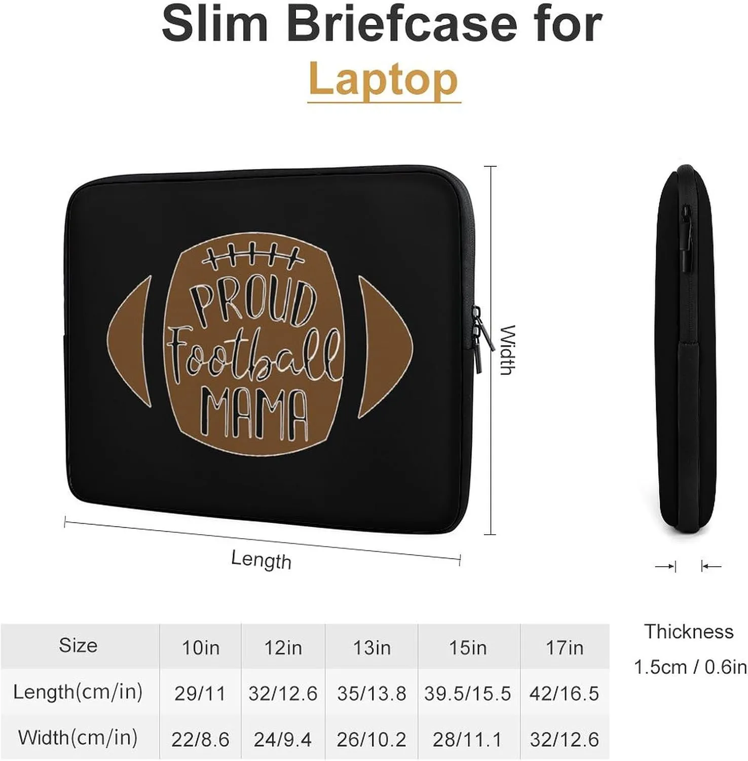 Proud Football Mama Personalized Laptop Bag Business Casual Laptop Case Slim Computer Bag Briefcase