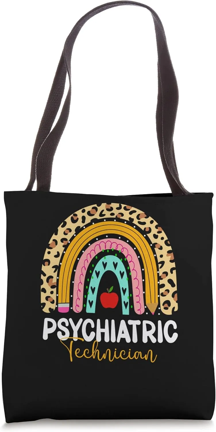 Psychiatric Technician Leopard Rainbow Healthcare Doctor Tote Bag