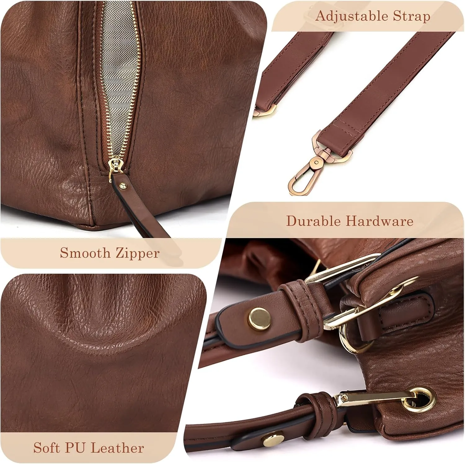 Purses and Handbags, Large Size Faux Leather Hobo Style Handbags for Women, Shoulder Bag with Removable Strap