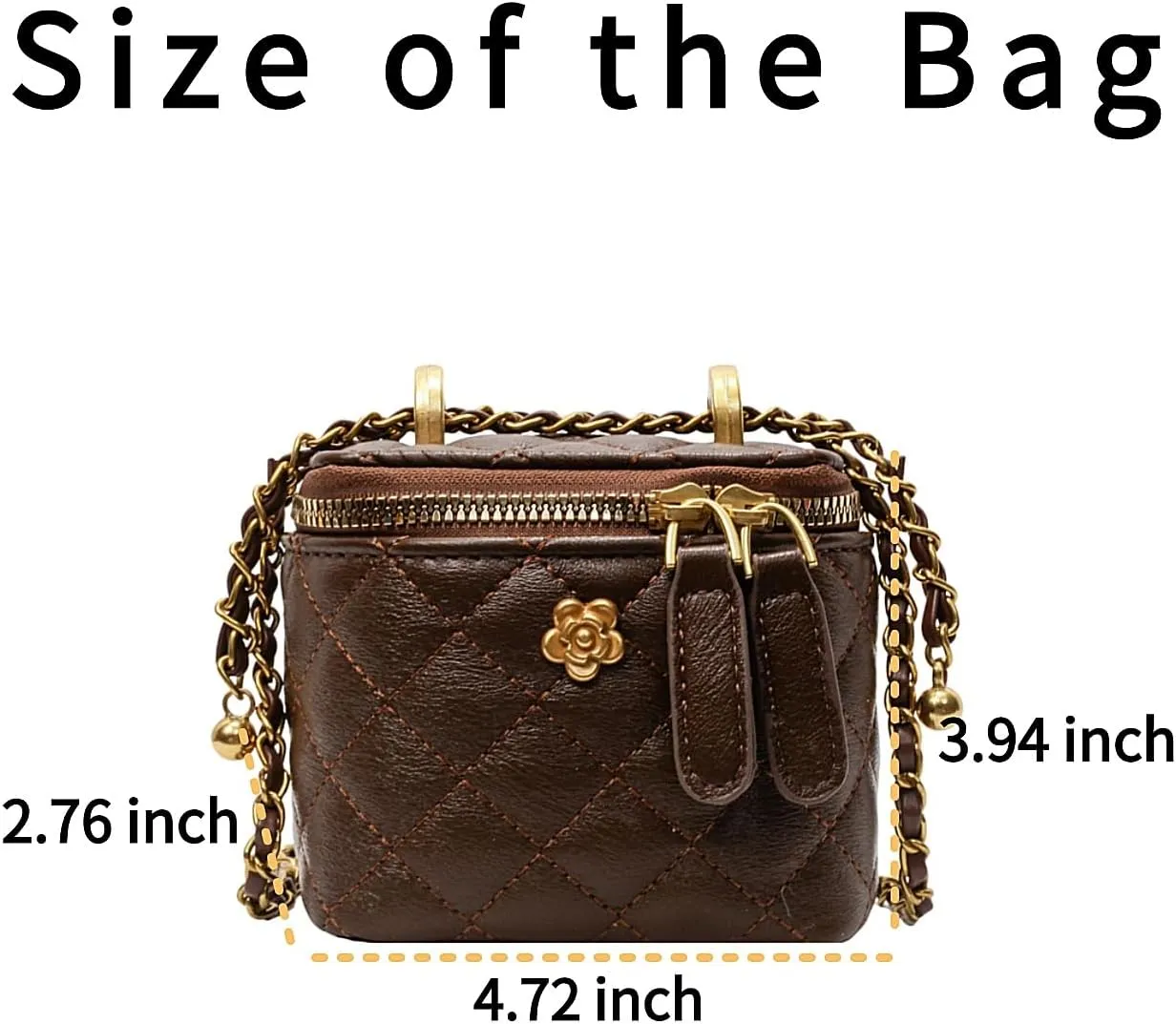 Quilted Crossbody Bags for Women Small Vintage Square Box Purse Boho Shoulder Handbags with Chain and Zipper