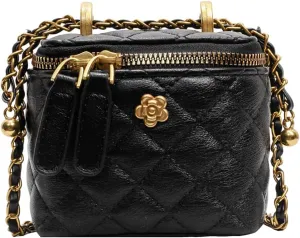 Quilted Crossbody Bags for Women Small Vintage Square Box Purse Boho Shoulder Handbags with Chain and Zipper