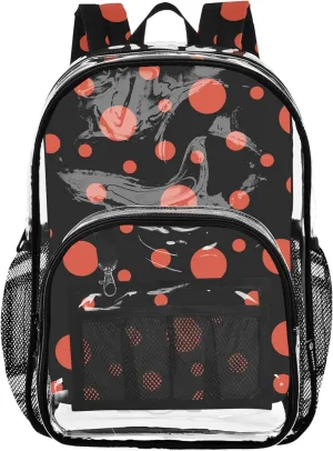 Red Polka Dot Black Backpack for Kids, Plastic Backpack, Clear Bags, Kid Backpack Boy