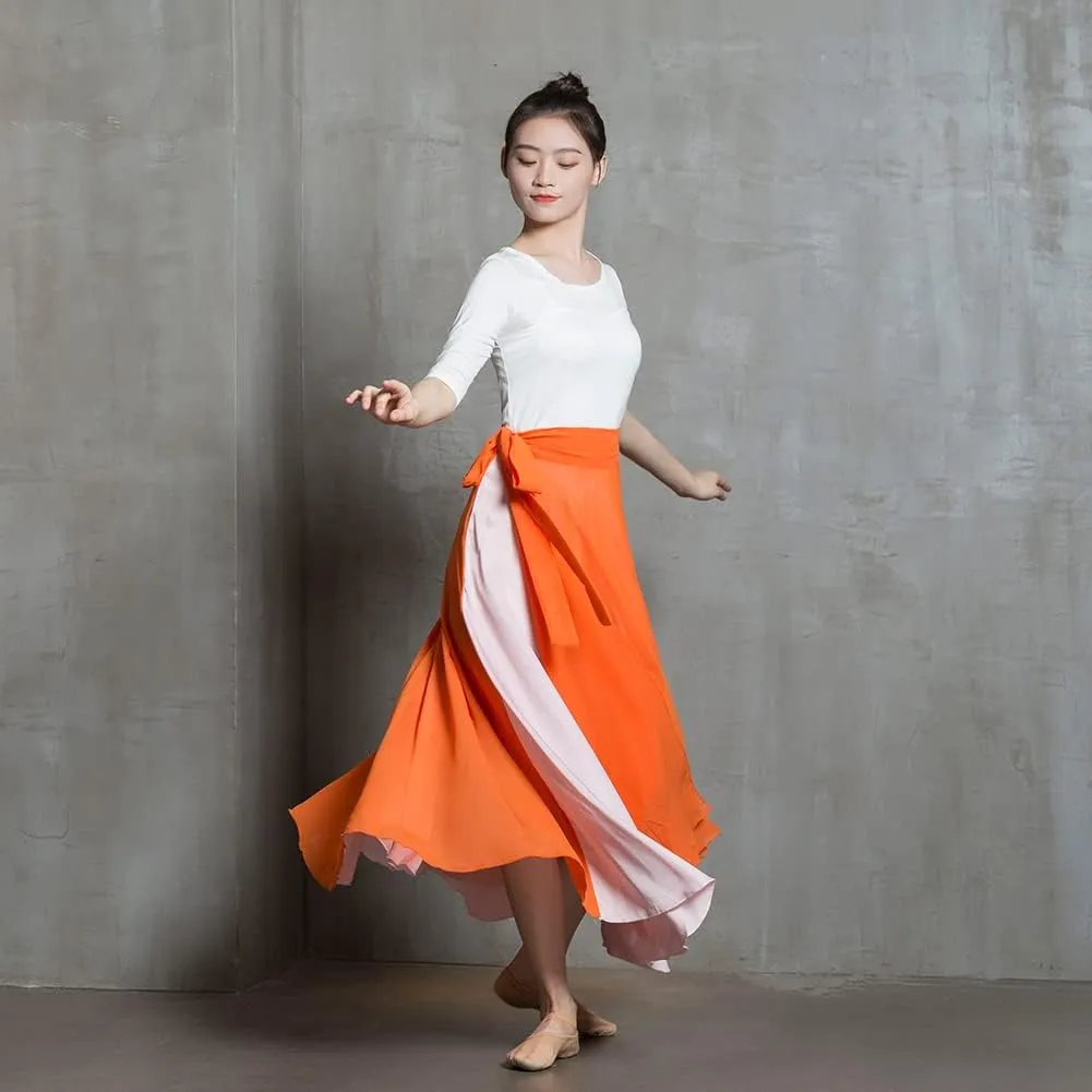 ROYAL SMEELA Women's Lyrical Dance Wrap Skirt - Flowy Maxi Skirts for Ballerina, Modern Contemporary Dance