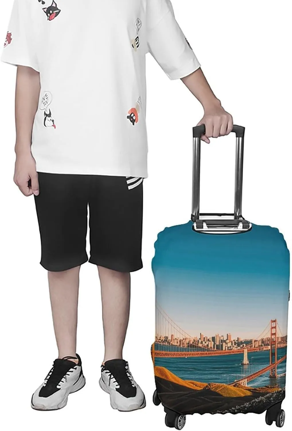 San Francisco Luggage Cover Protector - Travel Suitcase Sleeve with Dual-Sided Prints, Universal Fit 18-32 Inch, Washable Anti-Scratch Travel Baggage Cover XL