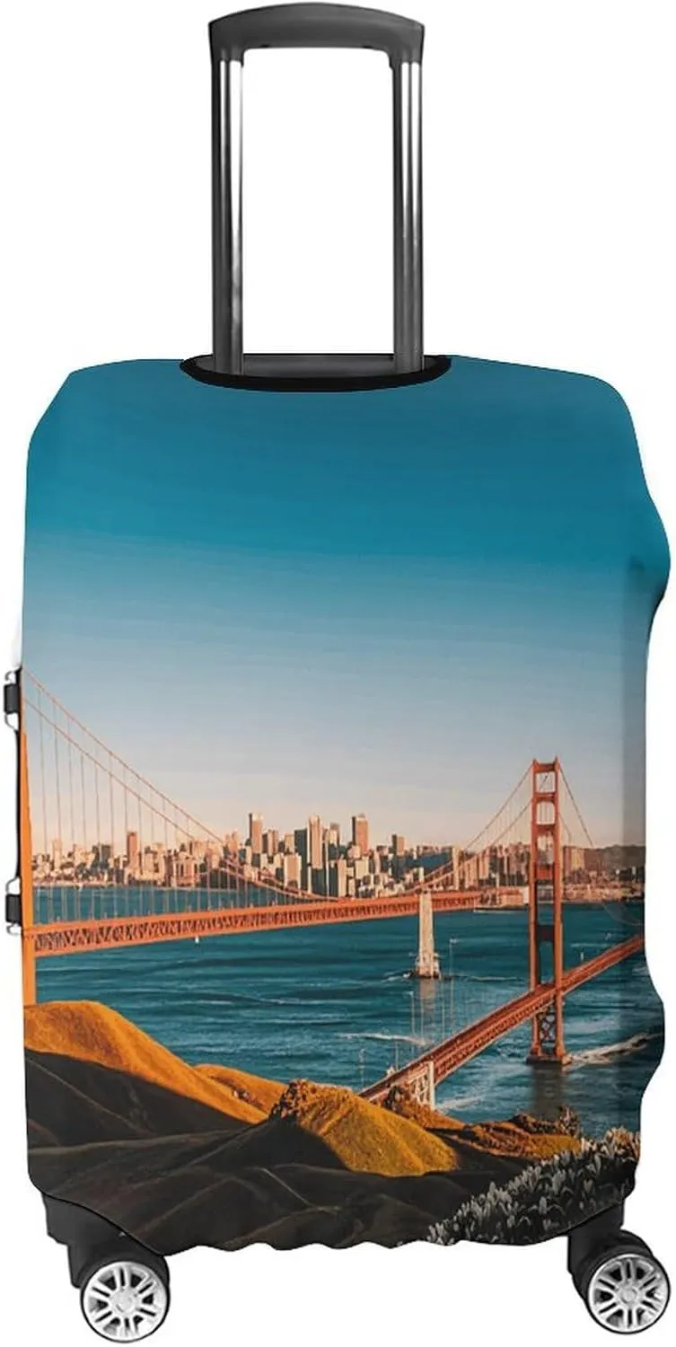 San Francisco Luggage Cover Protector - Travel Suitcase Sleeve with Dual-Sided Prints, Universal Fit 18-32 Inch, Washable Anti-Scratch Travel Baggage Cover XL