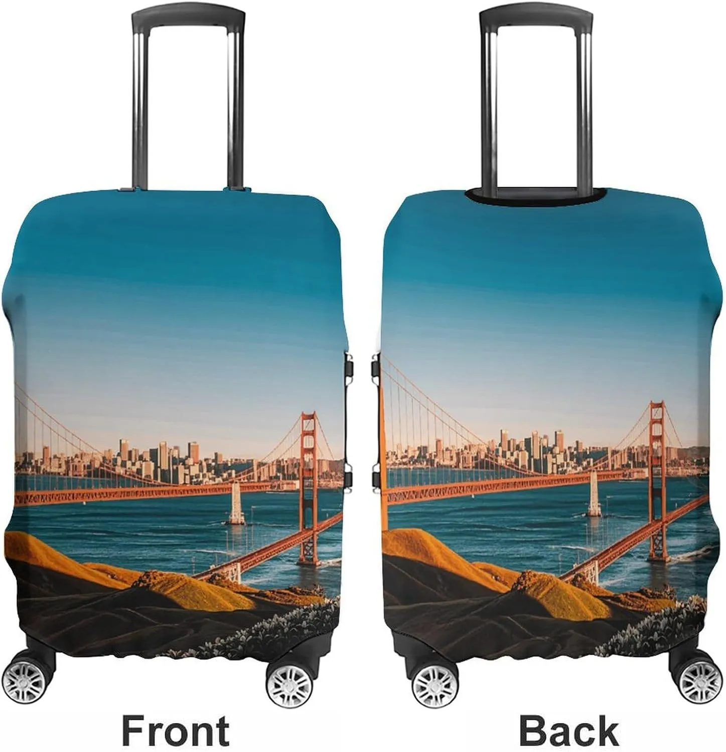 San Francisco Luggage Cover Protector - Travel Suitcase Sleeve with Dual-Sided Prints, Universal Fit 18-32 Inch, Washable Anti-Scratch Travel Baggage Cover XL
