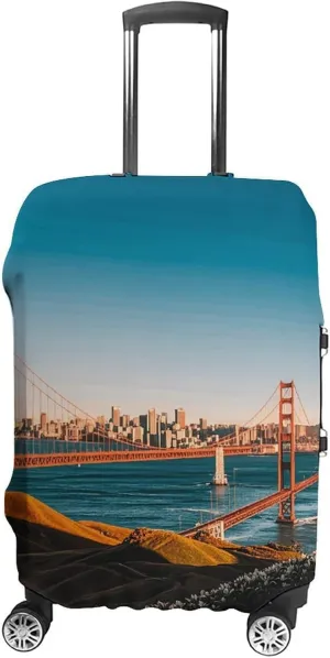 San Francisco Luggage Cover Protector - Travel Suitcase Sleeve with Dual-Sided Prints, Universal Fit 18-32 Inch, Washable Anti-Scratch Travel Baggage Cover XL
