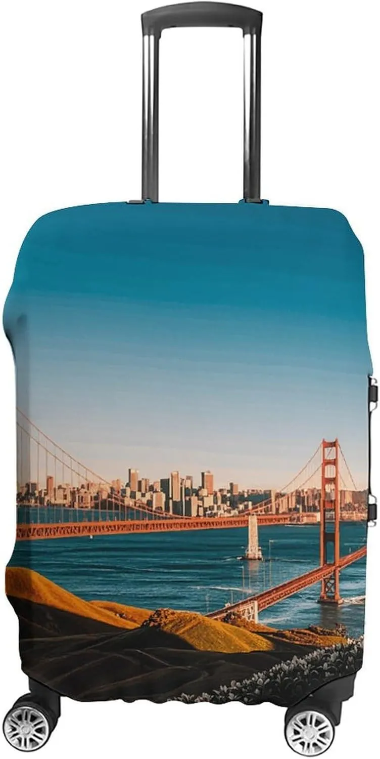 San Francisco Luggage Cover Protector - Travel Suitcase Sleeve with Dual-Sided Prints, Universal Fit 18-32 Inch, Washable Anti-Scratch Travel Baggage Cover XL