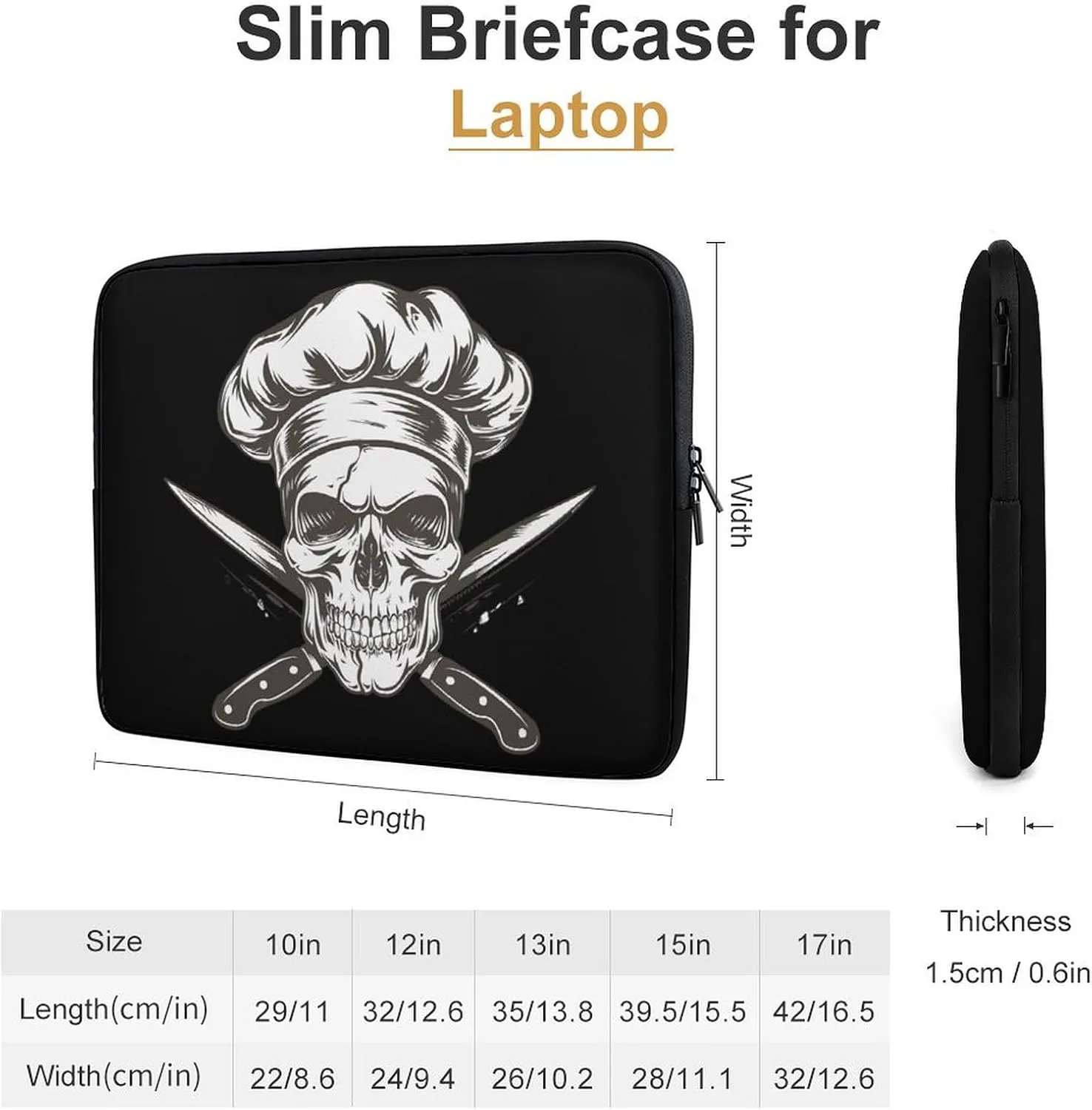 Skull Chef Gangster Personalized Laptop Bag Business Casual Laptop Cases Slim Computer Bag Briefcase