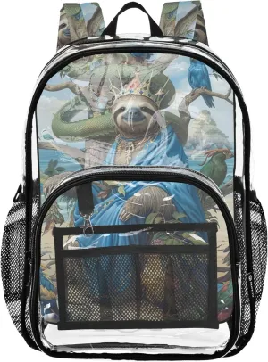 Sloth Funny Animal Clear Bag for Women Travel Kids Backpack for Girls Plastic See through Bookbag