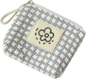 Small Makeup Bag Lipstick Pouch Holder for Purse, Cosmetic Beauty Bag with Zipper Portable Handy Makeup Storage Bag Travel Toiletry Organizer for Ladies Women (Blue)