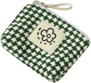 Small Makeup Bag Lipstick Pouch Holder for Purse, Cosmetic Beauty Bag with Zipper Portable Handy Makeup Storage Bag Travel Toiletry Organizer for Ladies Women (Green)