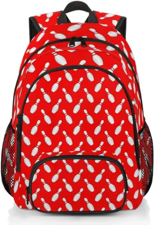 Sport Bowling Ball Laptop Backpack for Women Men, Red Work Travel Computer Backpacks, 18.3 Inch Large Computer Nurse Teacher Bags Casual Daypack