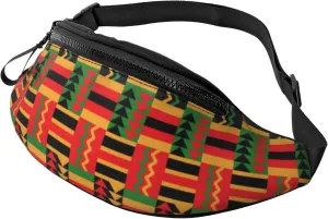 Sport Waist Bag For Men Women Kente Pattern Stripes Triangles Fanny Pack Casual Bum Bags Hiking Running Belt Bags