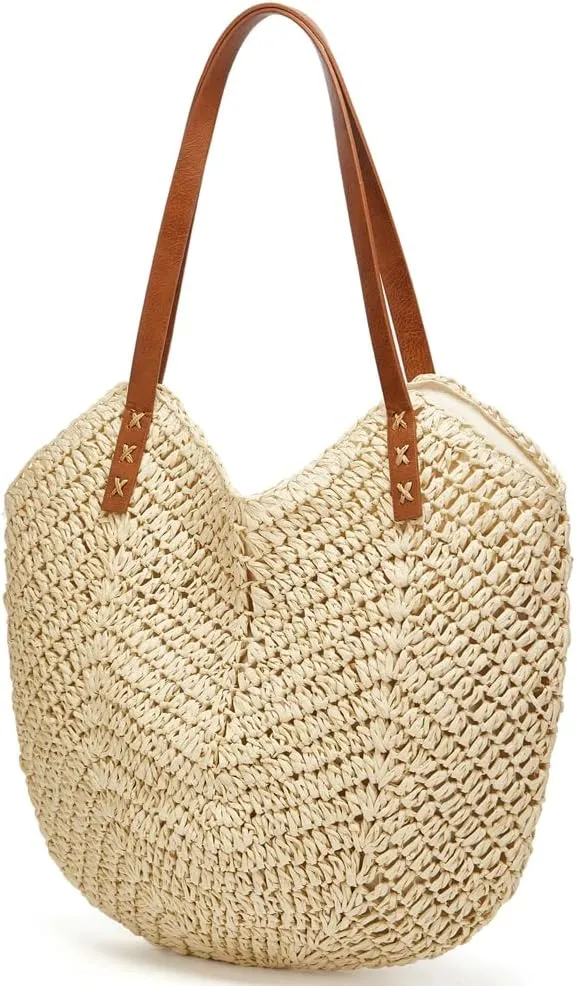 Straw Bags for Women Summer Beach Woven Tote Hobo Handbag Casual Straw Shoulder Bags for Travel Vocation