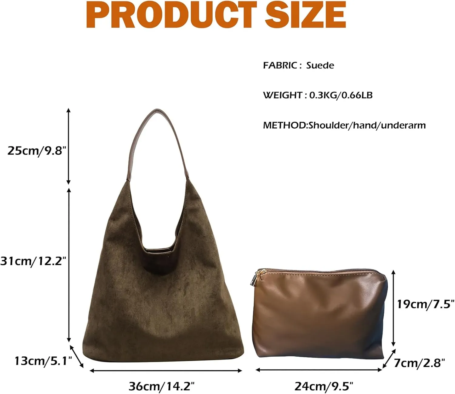 Suede Bag for Women Brown Suede Bag Large Suede Handbags Leisure Suede Hobo Bag for Work Travel Shopping
