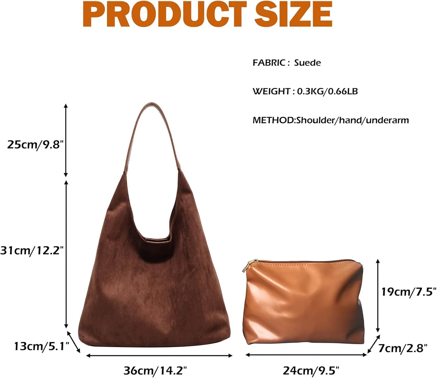 Suede Bag for Women Brown Suede Bag Large Suede Handbags Leisure Suede Hobo Bag for Work Travel Shopping