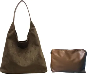 Suede Bag for Women Brown Suede Bag Large Suede Handbags Leisure Suede Hobo Bag for Work Travel Shopping