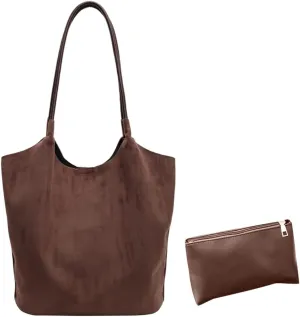 Suede Hobo Bags For Women Slouchy Bag Work Bags Faux Suede Solid Handbag Top-handle Bag for Travel Shopping Work