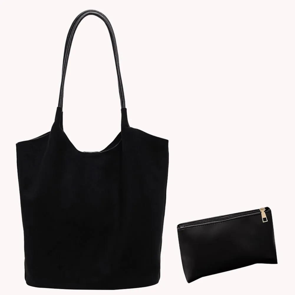 Suede Hobo Bags For Women Slouchy Bag Work Bags Faux Suede Solid Handbag Top-handle Bag for Travel Shopping Work