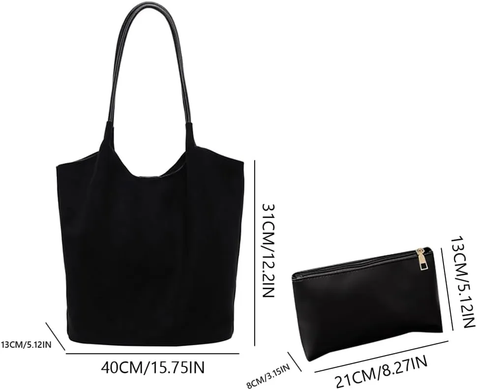 Suede Hobo Bags For Women Slouchy Bag Work Bags Faux Suede Solid Handbag Top-handle Bag for Travel Shopping Work
