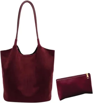 Suede Hobo Bags For Women Slouchy Bag Work Bags Faux Suede Solid Handbag Top-handle Bag for Travel Shopping Work