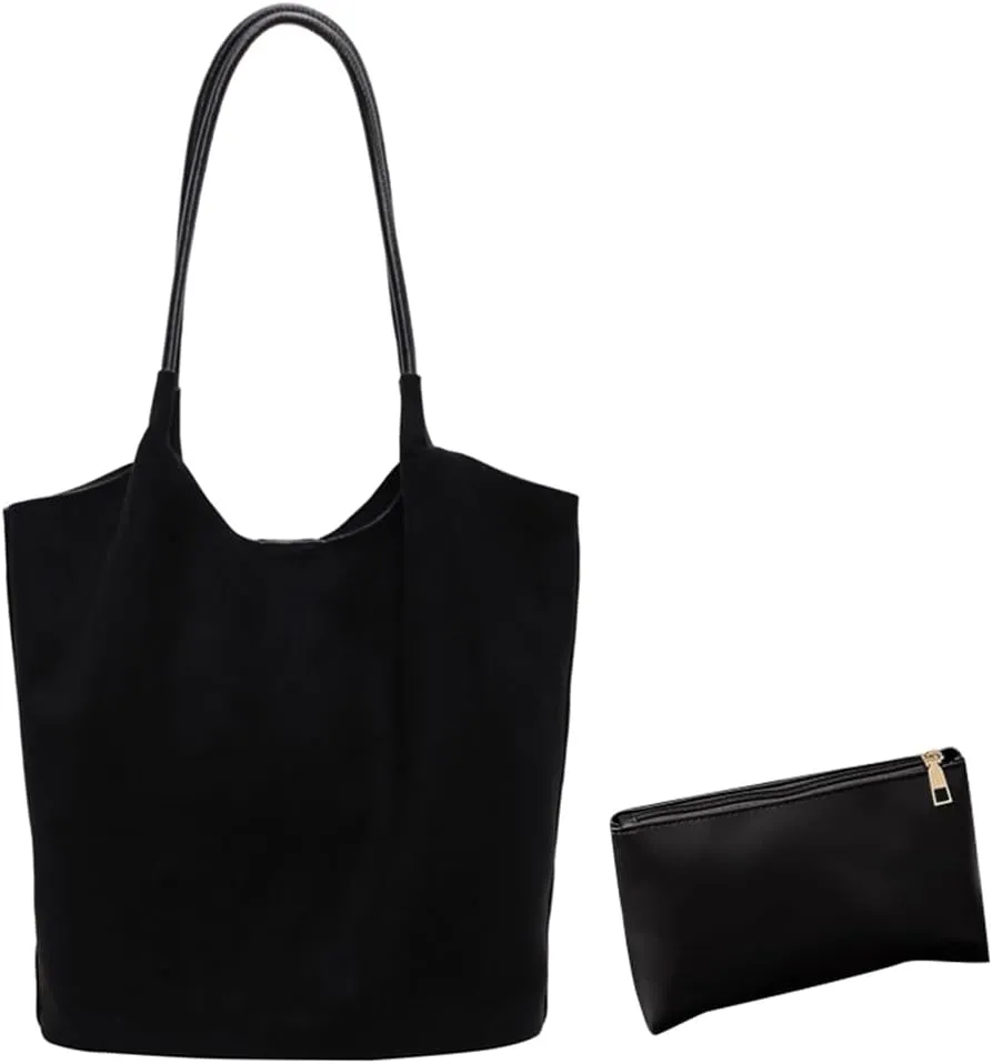 Suede Hobo Bags For Women Slouchy Bag Work Bags Faux Suede Solid Handbag Top-handle Bag for Travel Shopping Work