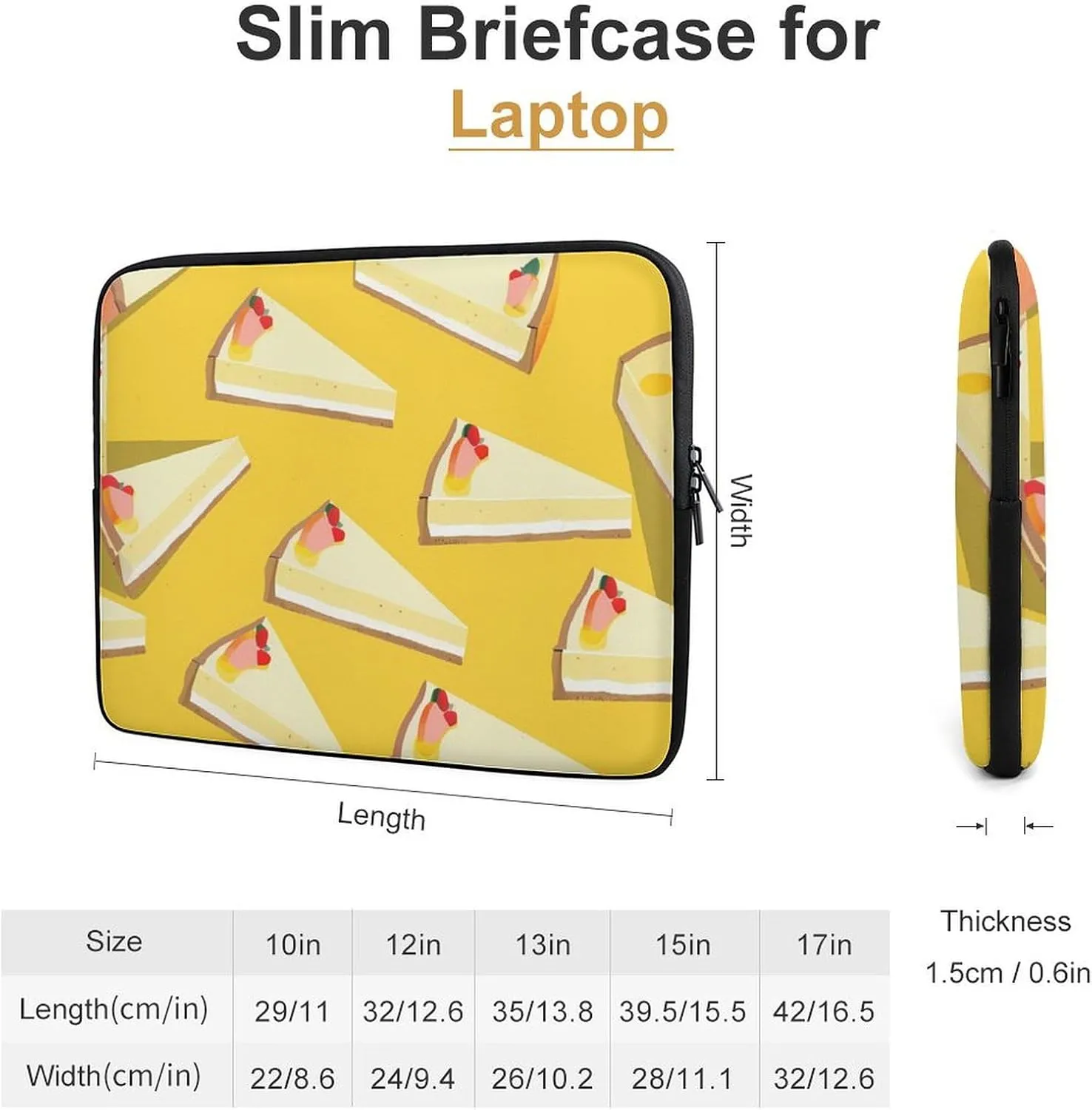 Sweat Cheesecake Lover Personalized Laptop Bag Business Casual Laptop Cases Slim Computer Bag Briefcase