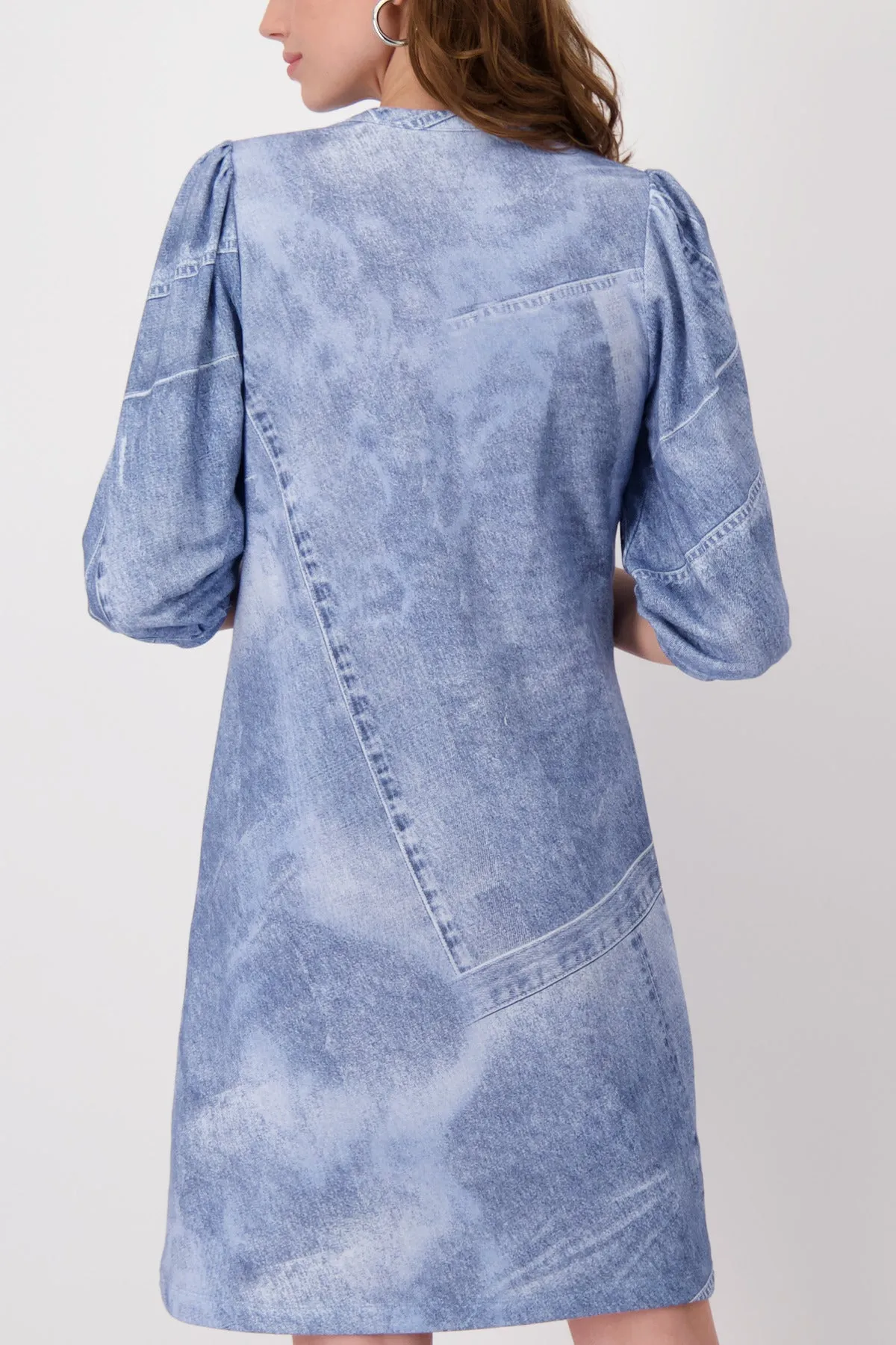 T-Shirt Dress  | Indigo Denim Pattern