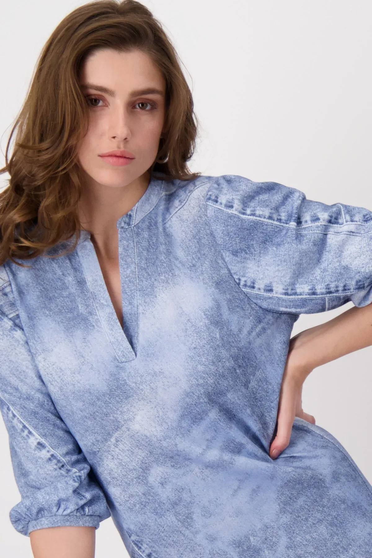 T-Shirt Dress  | Indigo Denim Pattern
