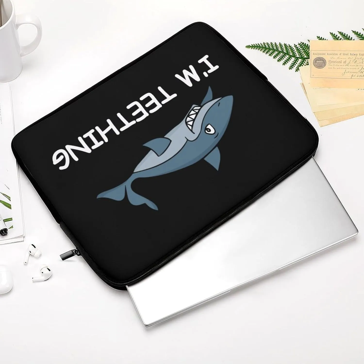 Teething Shark Personalized Laptop Bag Business Casual Laptop Case Slim Computer Bag Briefcase
