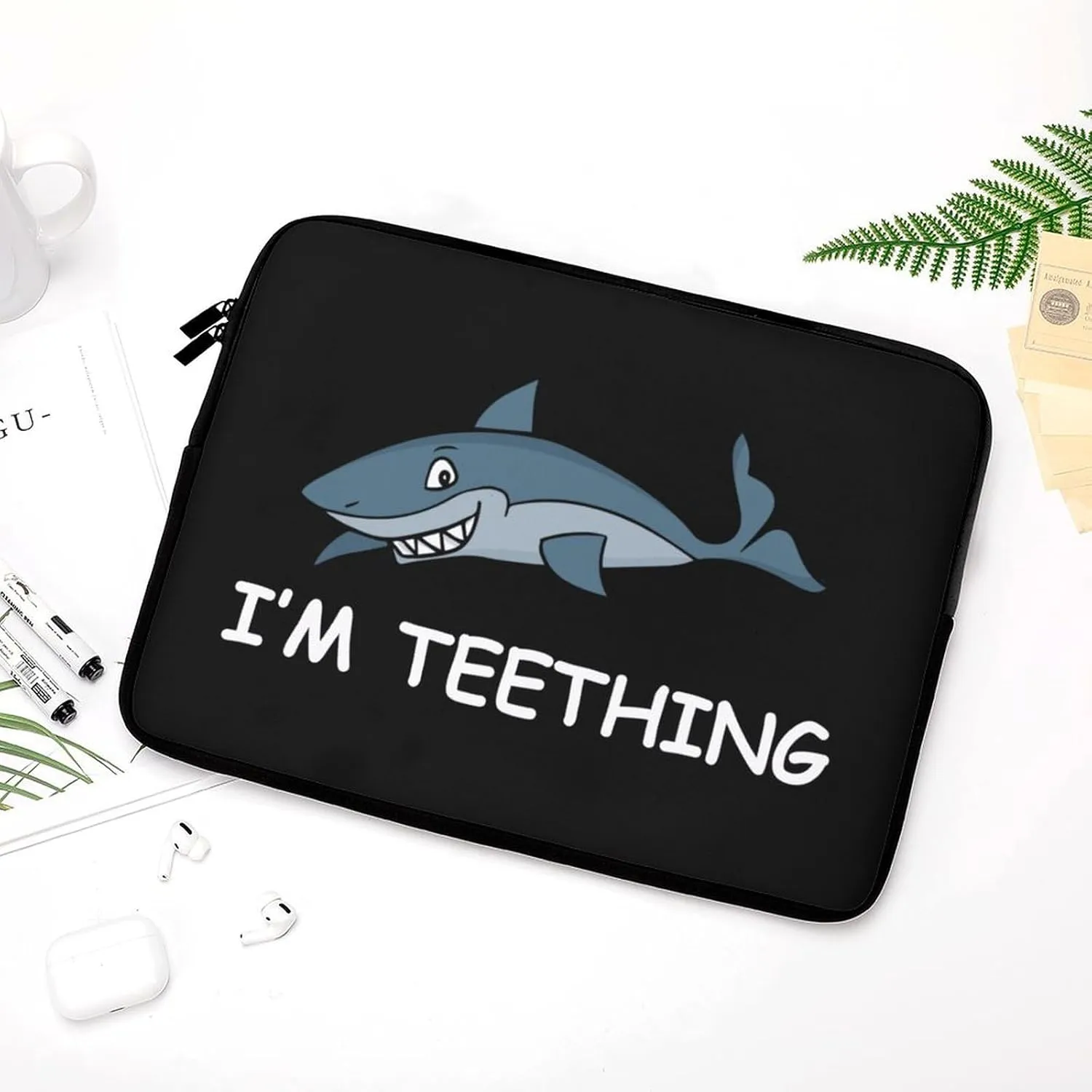 Teething Shark Personalized Laptop Bag Business Casual Laptop Case Slim Computer Bag Briefcase