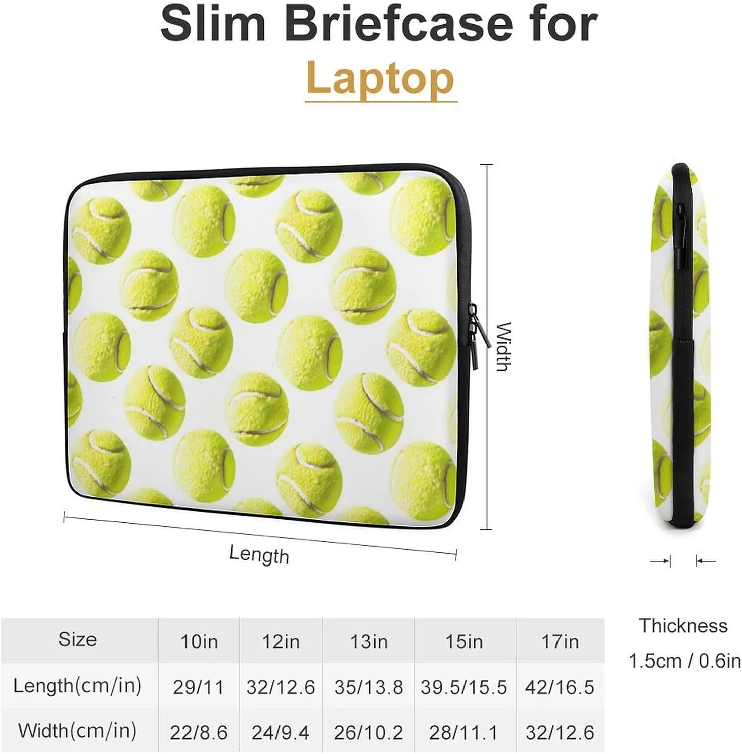 Tennis Balls Personalized Laptop Bag Business Casual Laptop Cases Slim Computer Bag Briefcase