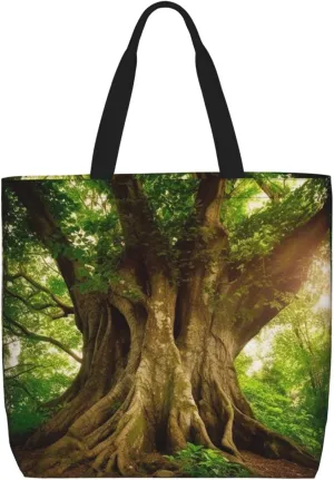 Thick Tree Tote Bag for Women Hobo Handbags with Zipper Large Shoulder Bag Shopping Bags Travel Purse
