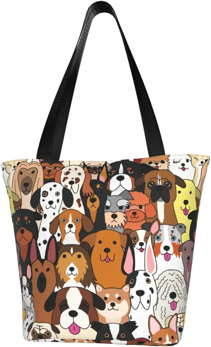 Tote Bag For Women Shoulder Bags Casual Shopping Cloth Reusable Handbags Heavy Duty For Beach Groceries Books Gym Work Travel