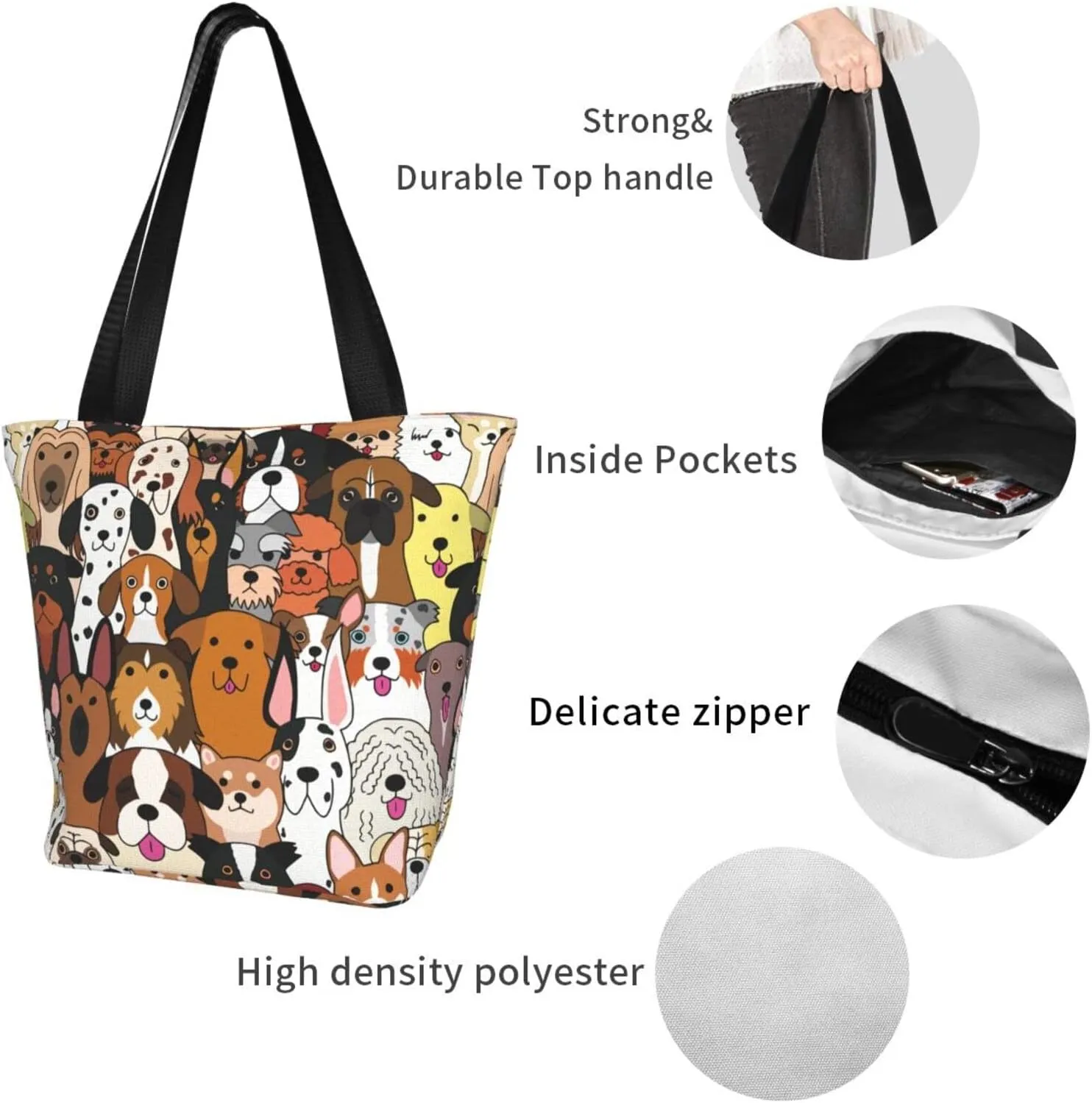 Tote Bag For Women Shoulder Bags Casual Shopping Cloth Reusable Handbags Heavy Duty For Beach Groceries Books Gym Work Travel